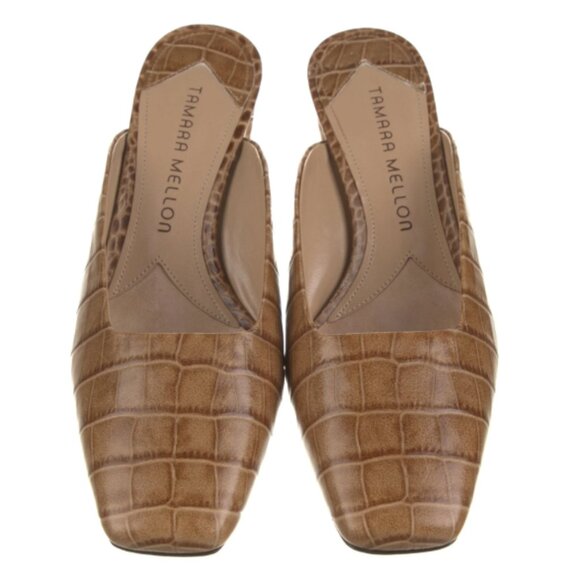 Tamara Mellon Croc Block Heel Square Toe (NWB) - Picture 3 of 5
